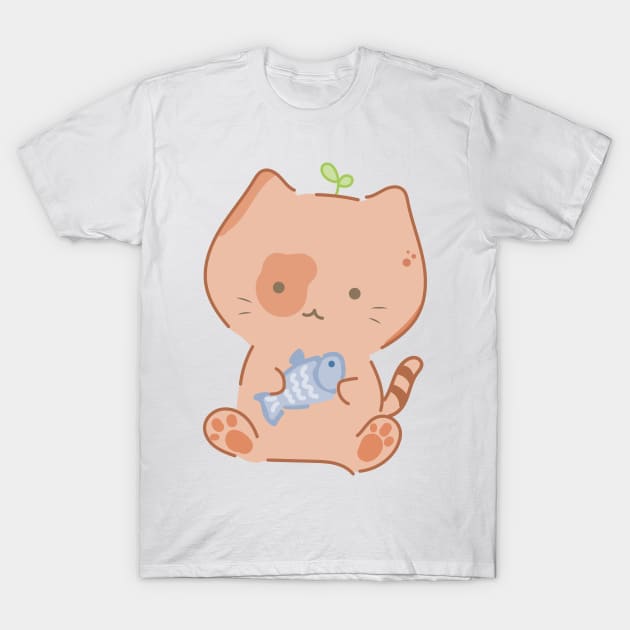 Cute Cat holding a fish T-Shirt by yudoodliez